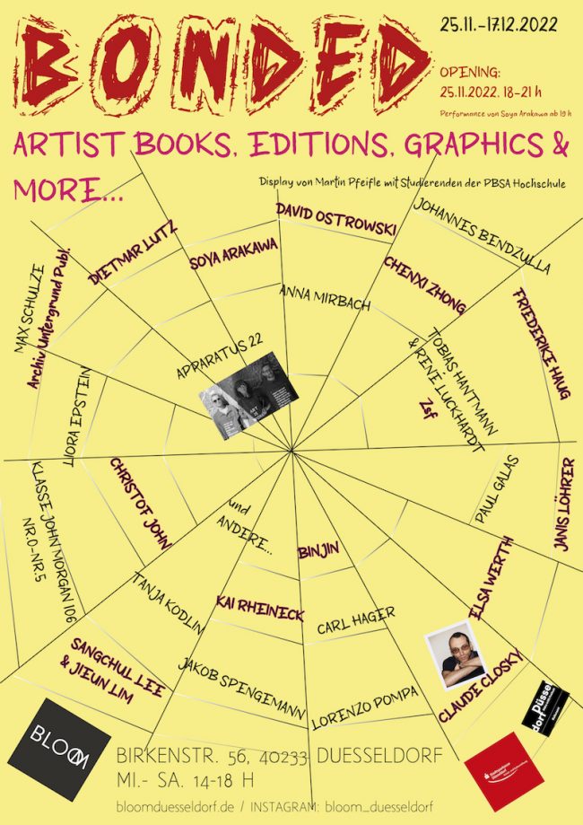 I will be presenting my new artbook called “nudes” in this groupshow: Bonded, 25.11 – 17.12.2022, Bloom Düsseldorf